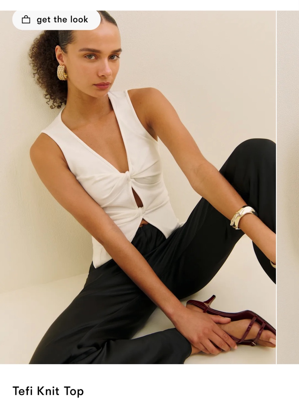 Reformation White tefi top Twist Front Knit Tank Large